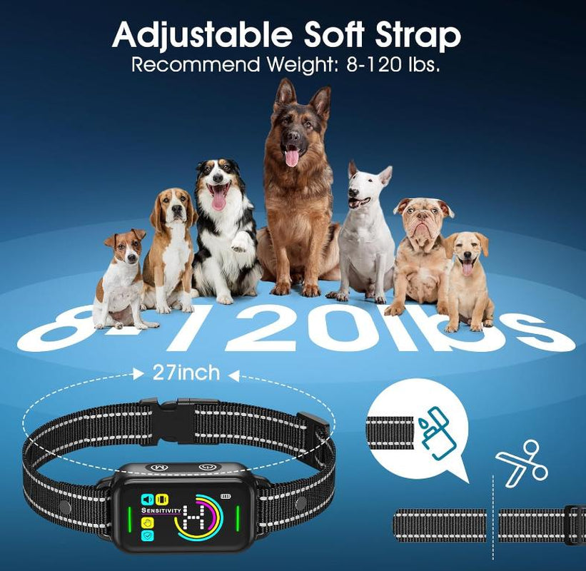 TQT Dog Bark Collar for Large Medium Small Dogs, Rechargeable Smart Bark Collar, anti Barking Training Collar with 5 Adjustable Sensitivity