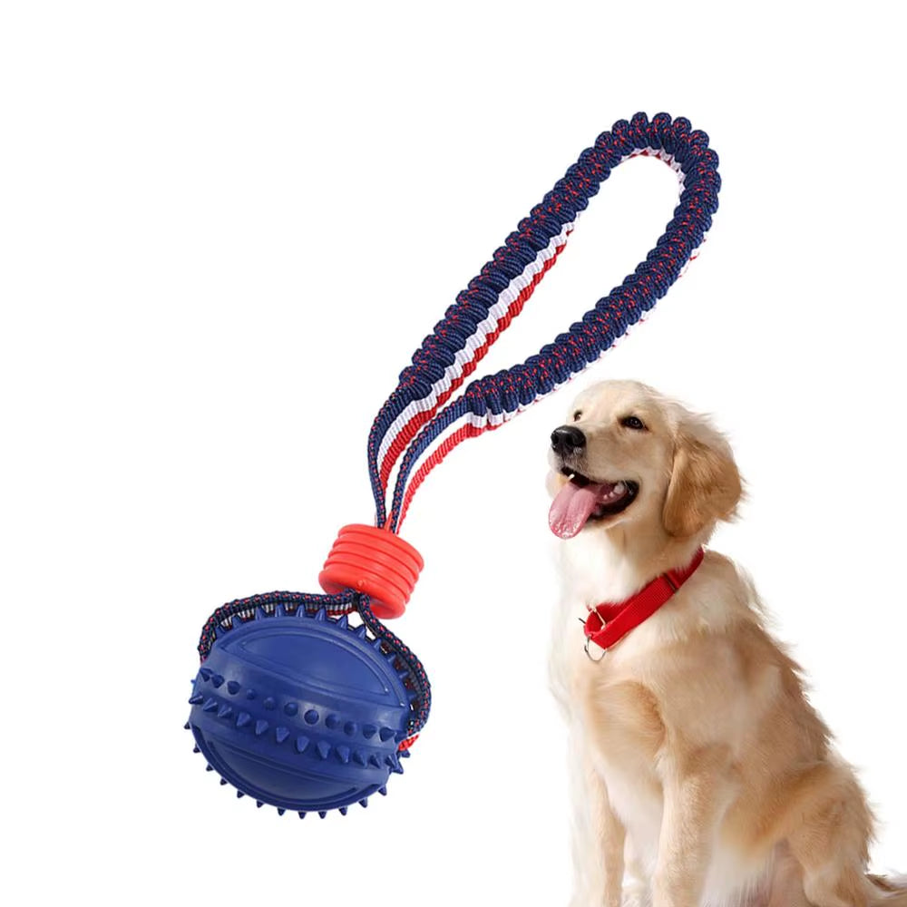Dog Ball Toy with Rope Interactive Teether with Rope Dog Ball Pet Supplies Chewing Ball Training for Living Room Lake Beach