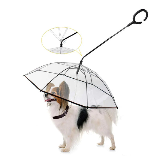 Enjoying Pet Umbrella Leash Rainproof Snowproof Walking Dog Leash Umbrella for Small Dogs Adjustable Dog Umbrella Clear(Chain)