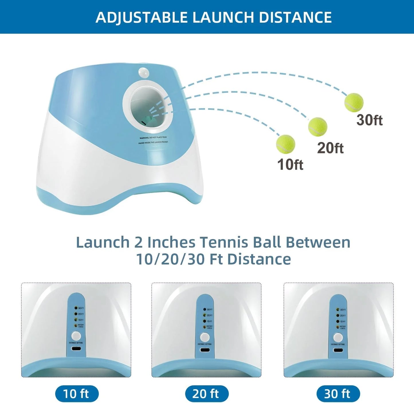 Ball Thrower for Dogs,Interactive Dog Fetch Machine,Automatic Tennis Ball Launcher with 12 Tennis Balls,Dog Ball Thrower Machine with 10-30Ft 3 Launching Distance,For Small Dogs Indoor & Outdoor